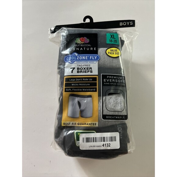 Fruit of the Loom Boys Boxer Briefs Coolzone Fly 7 PACK  tag free Size XL 18-20 - Picture 1 of 2